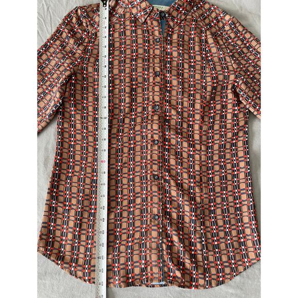 Crocodile Ladies Button Up Blouse MOD abstract pattern - Picture 9 of 9